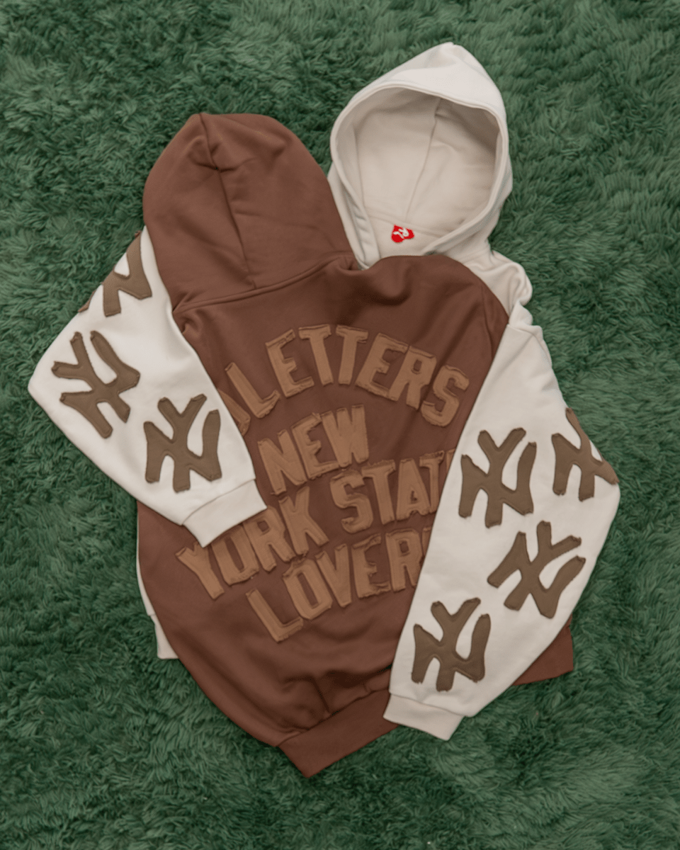 Not NY Appliqué Scattered Zip Up - Oat - Red Letters