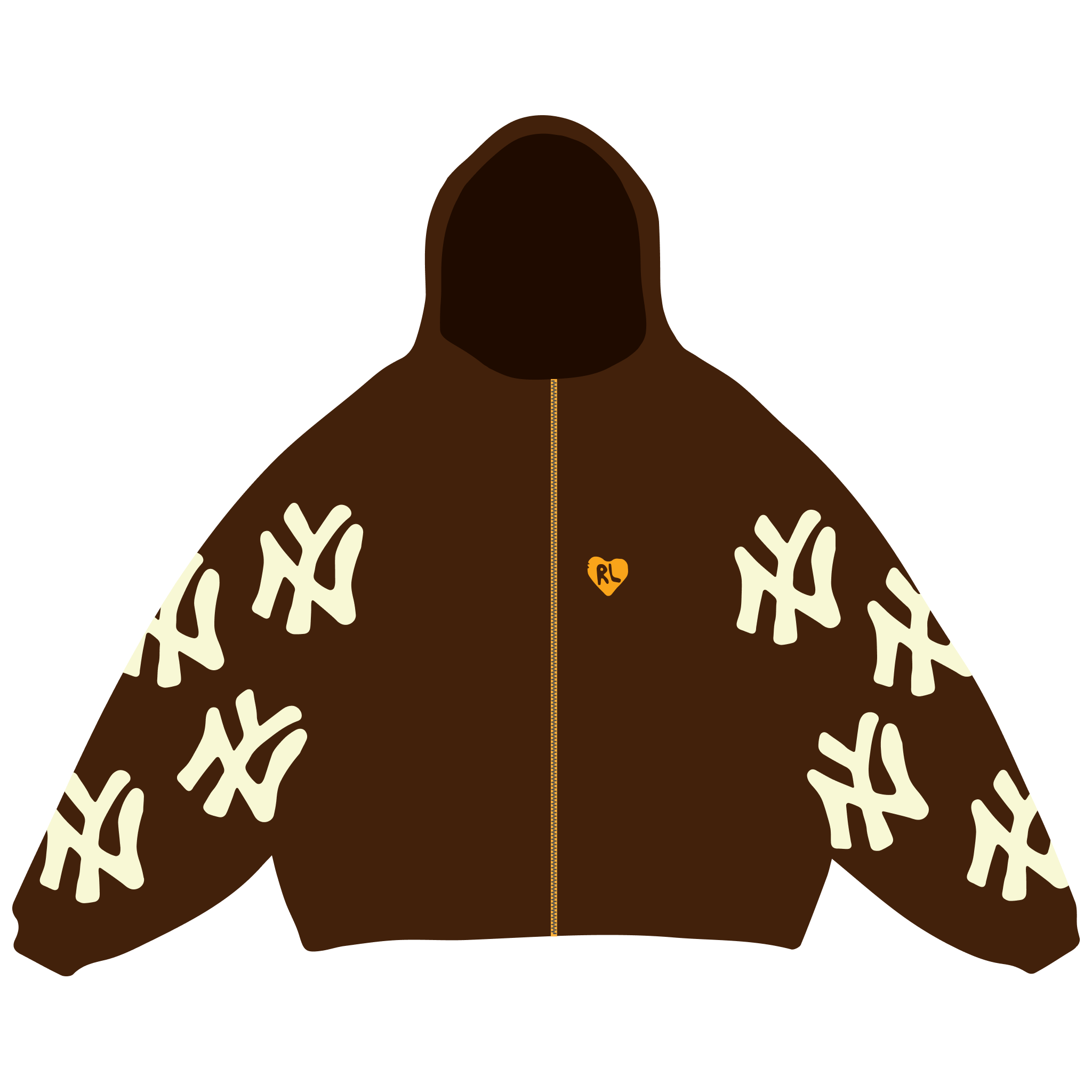 Not NY Lovers Scattered Zip Up - Brown by Red Letters