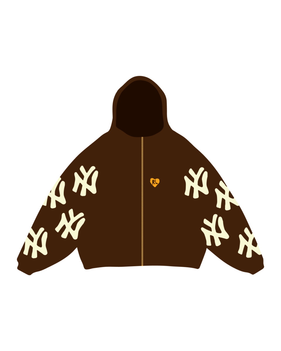 Not NY Lovers Scattered Zip Up - Brown - Red Letters
