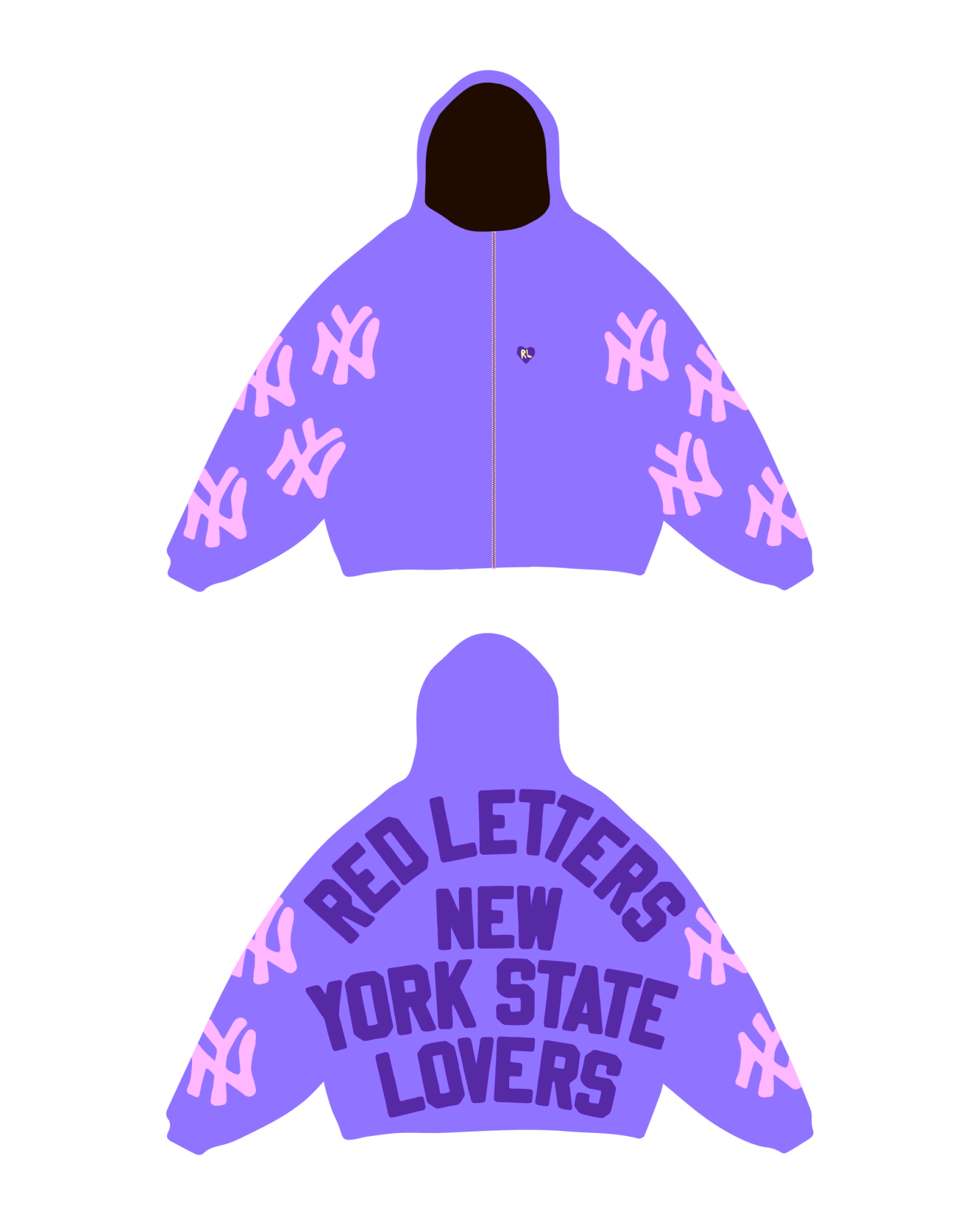 Not NY Lovers Scattered Zip Up - Purple by Red Letters