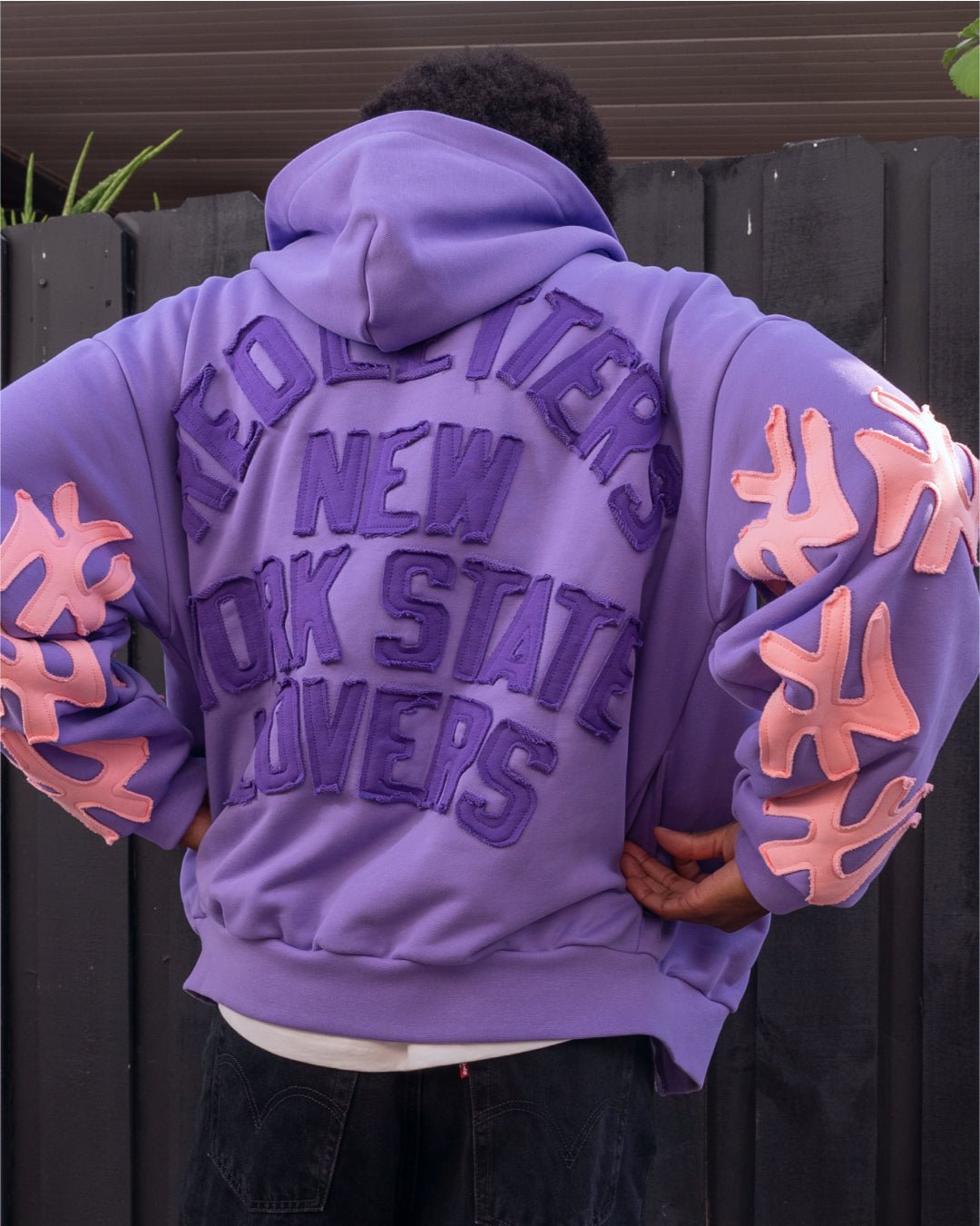 Not NY Lovers Scattered Zip Up - Purple - Red Letters