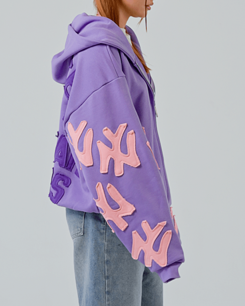 Not NY Lovers Scattered Zip Up - Purple - Red Letters