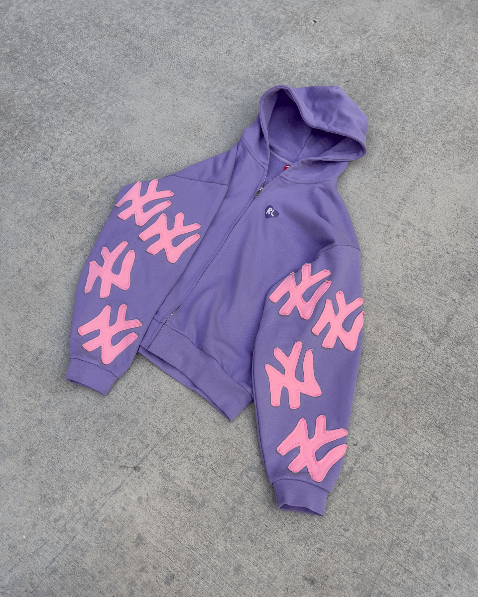 Not NY Lovers Scattered Zip Up - Purple - Red Letters