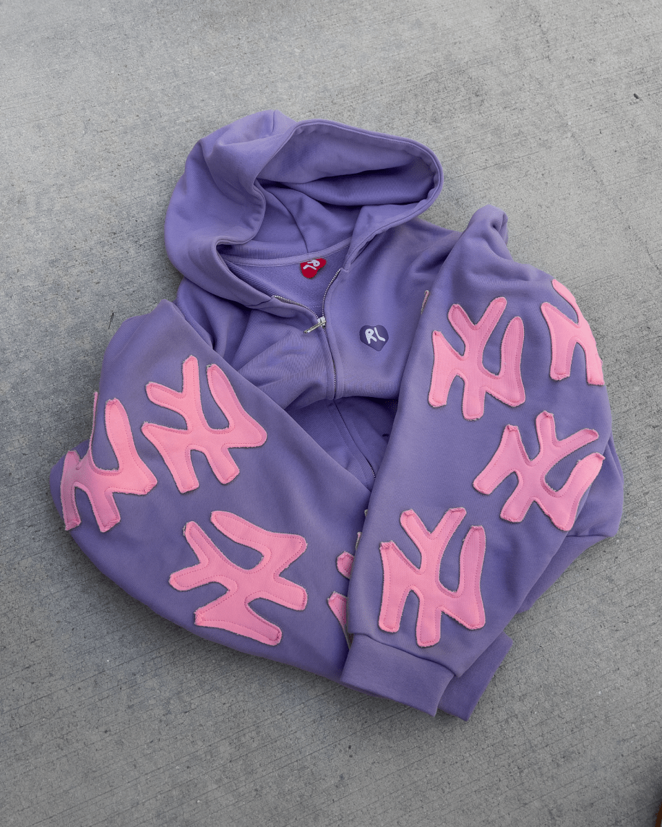 Not NY Lovers Scattered Zip Up - Purple - Red Letters