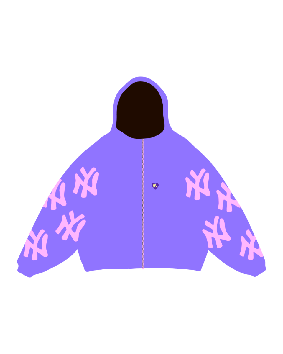 Not NY Lovers Scattered Zip Up - Purple - Red Letters