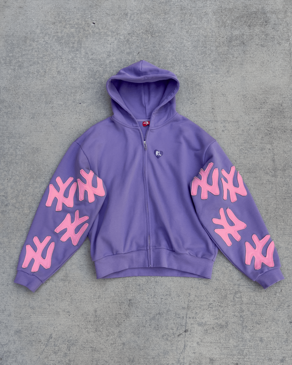 Not NY Lovers Scattered Zip Up - Purple - Red Letters