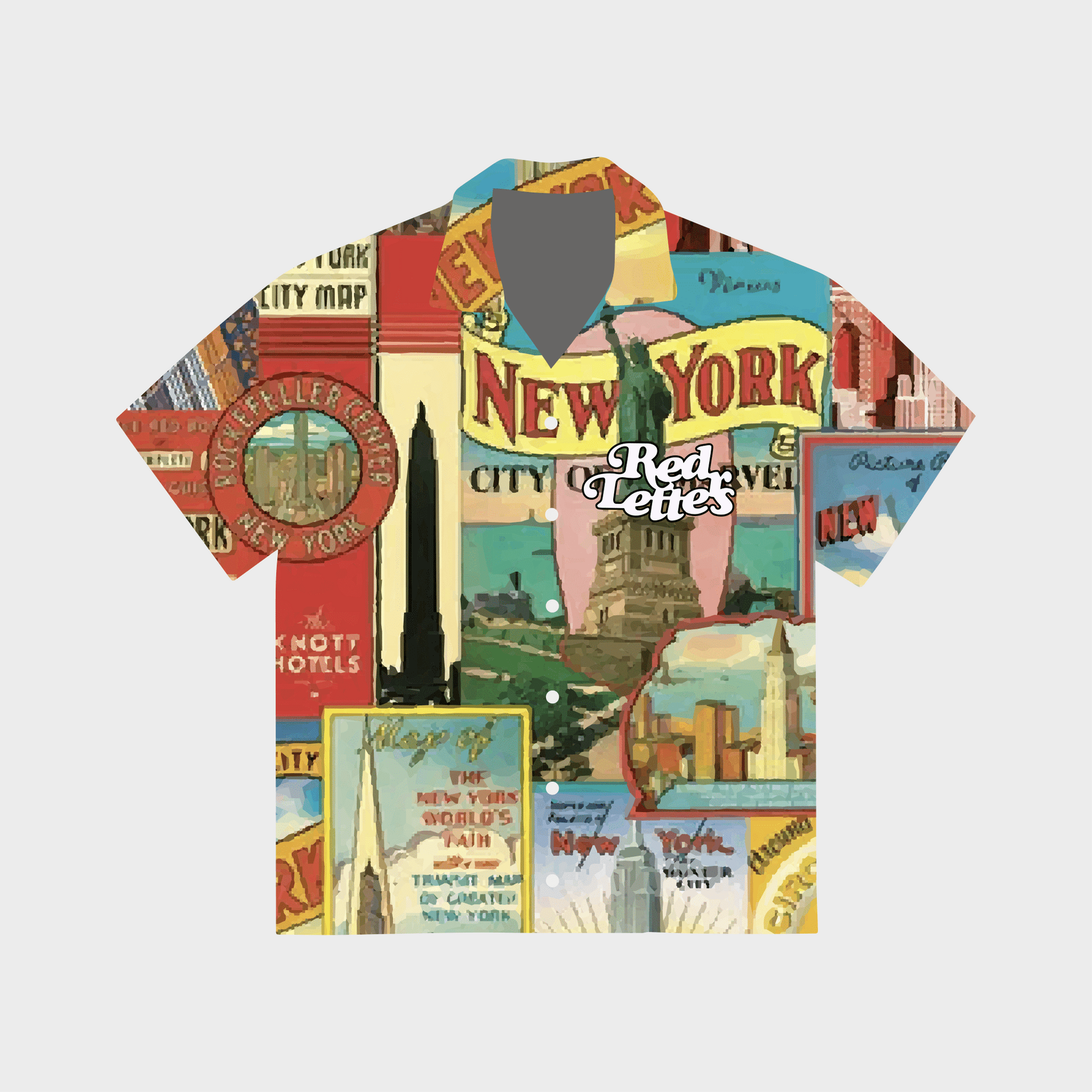 NYC Poster Lapel Shirt - RED LETTERS