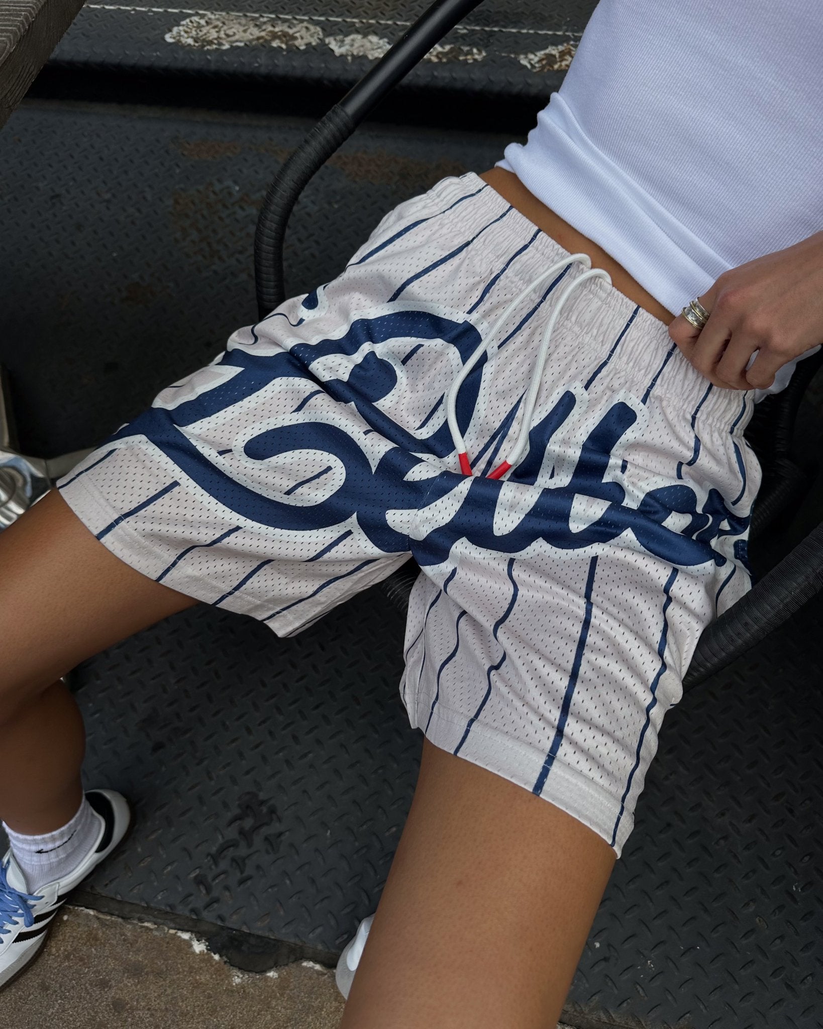 Not NY Mesh Shorts - Cement - Red Letters