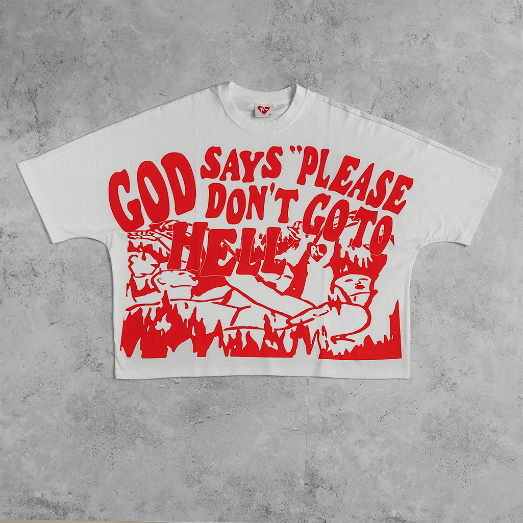 Please Don't Go Tee - Red Letters