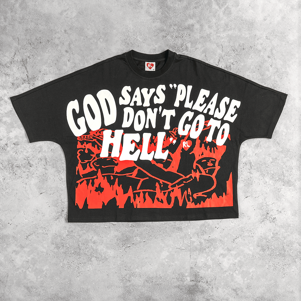 Please Don't Go Tee - Red Letters