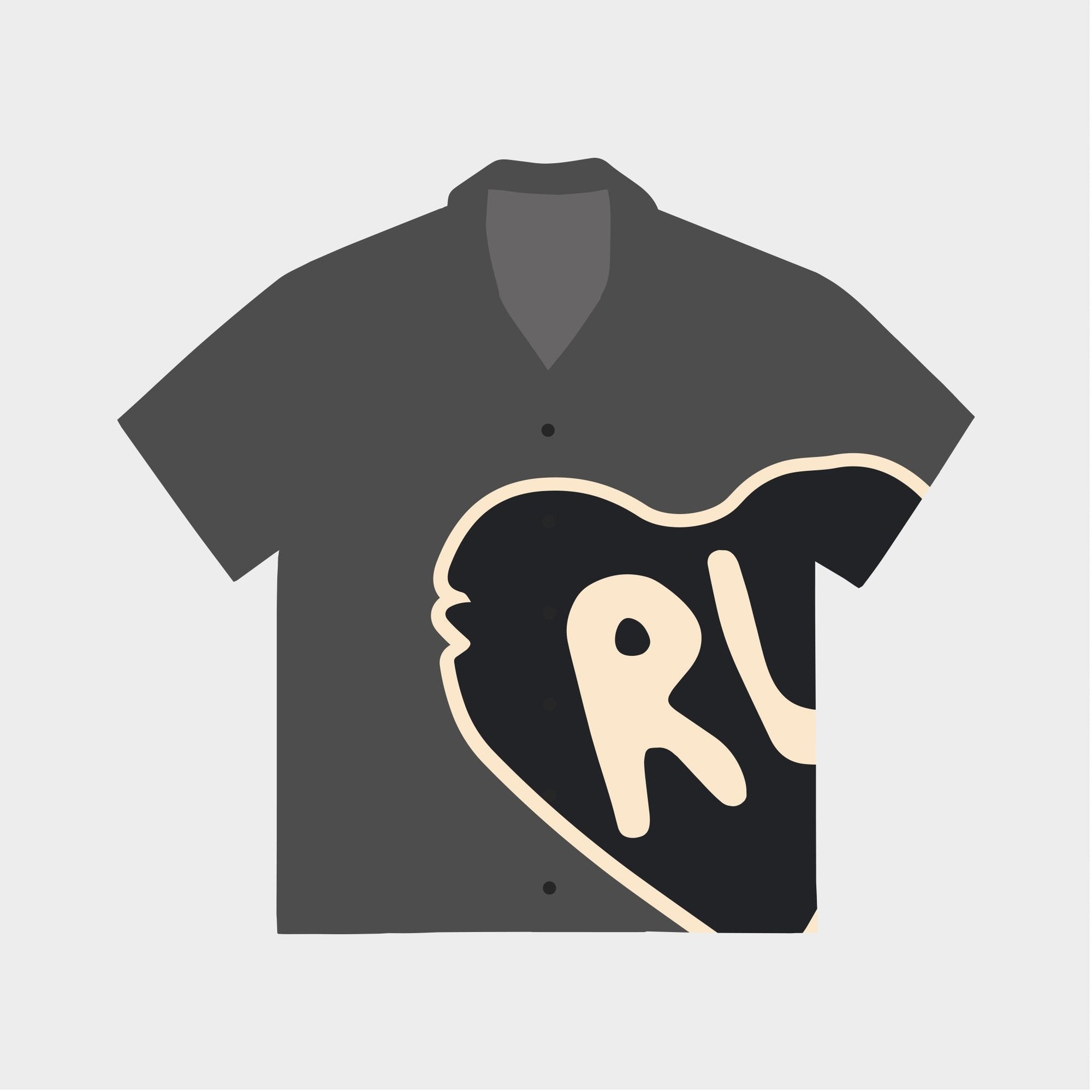 Poking Heart Lapel Shirt - Charcoal - RED LETTERS