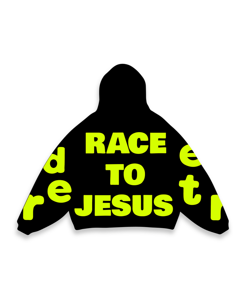 Race To Jesus Scattered Hoodie - Red Letters