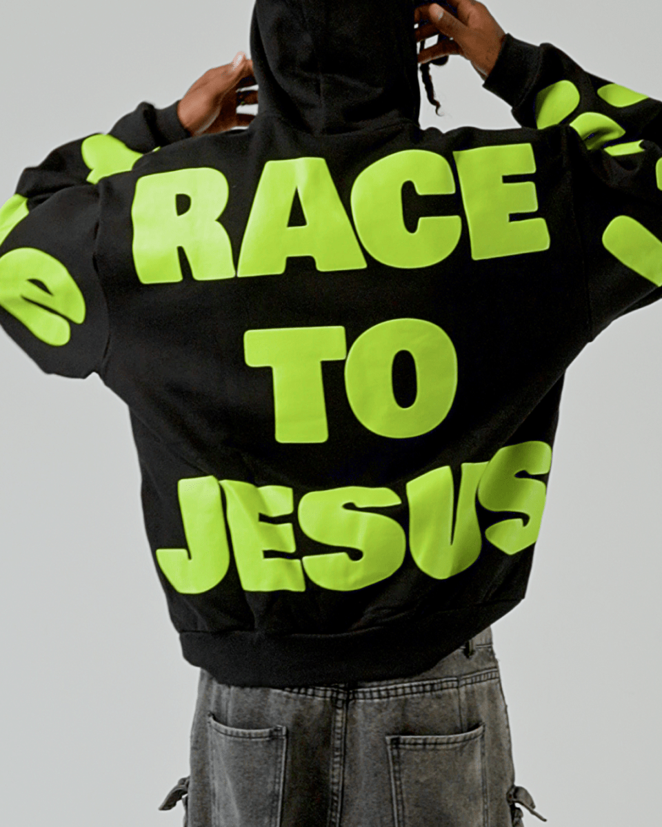 Race To Jesus Scattered Hoodie - Red Letters
