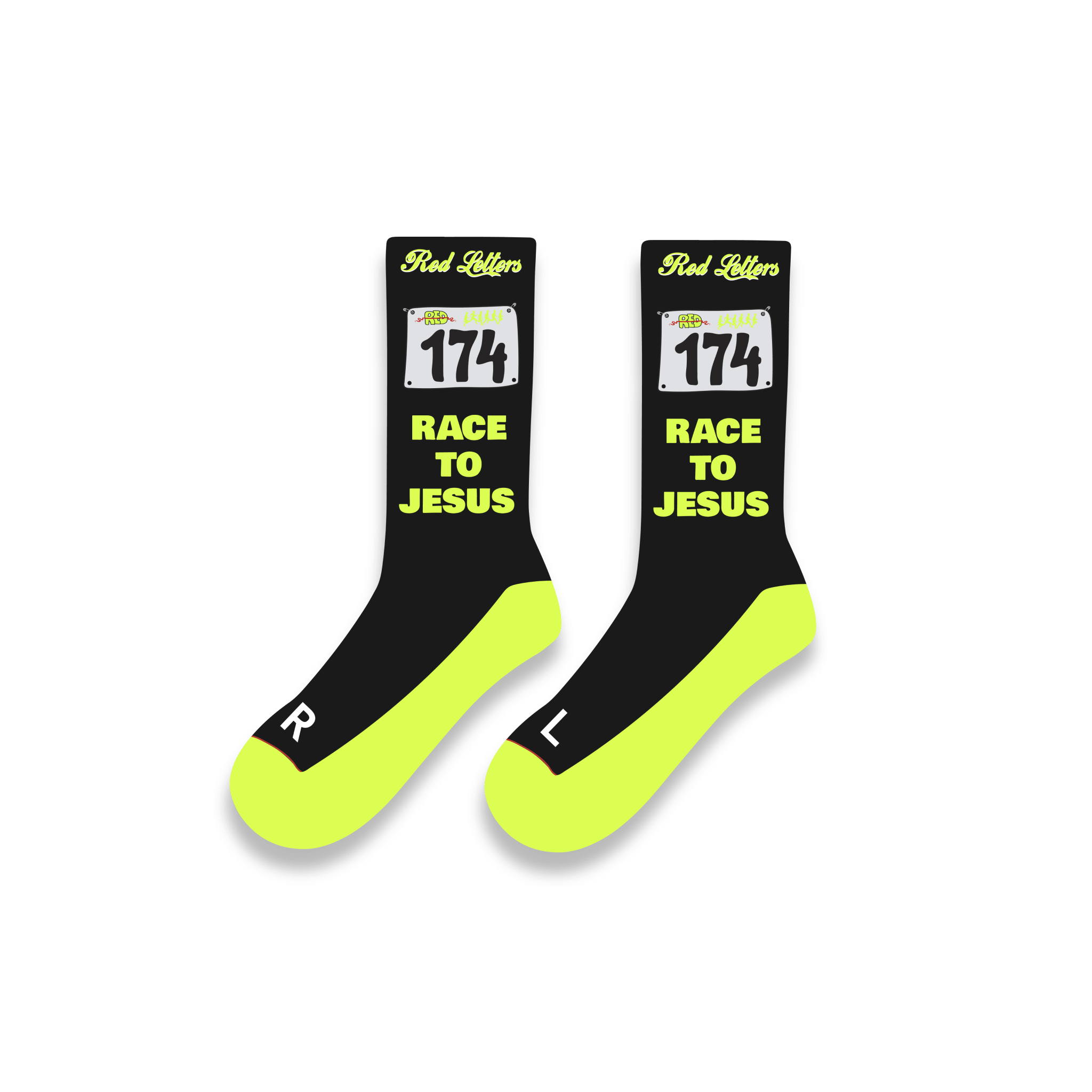 Race to Jesus Socks - Red Letters