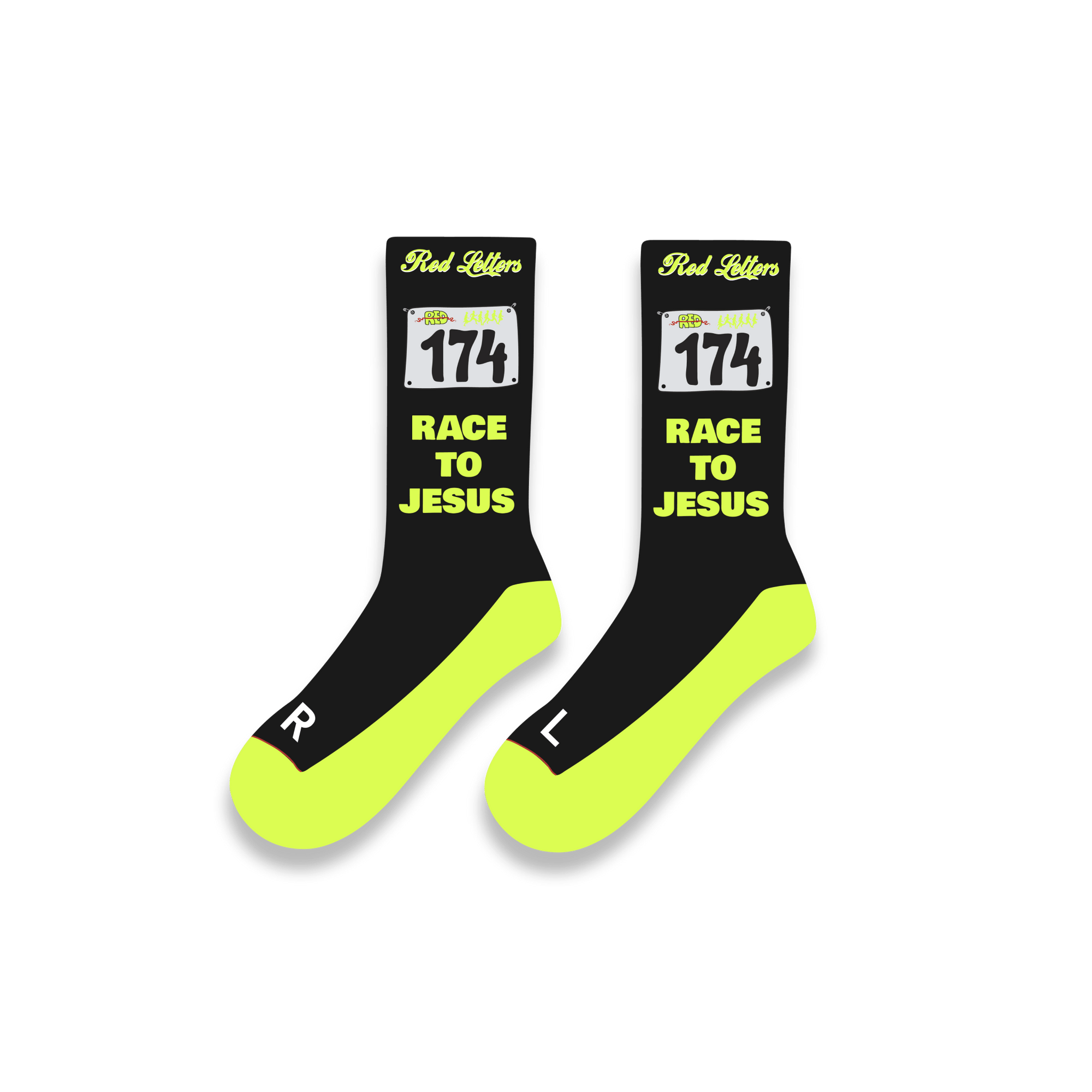 Race to Jesus Socks by Red Letters