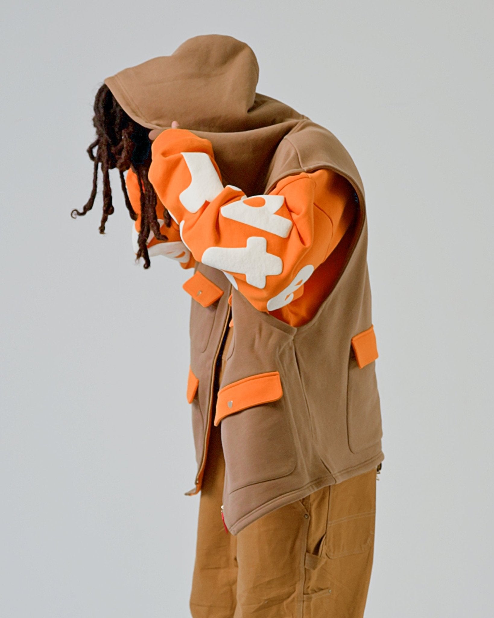 Red Letters Utility Vest Scattered Zip Up - Red Letters