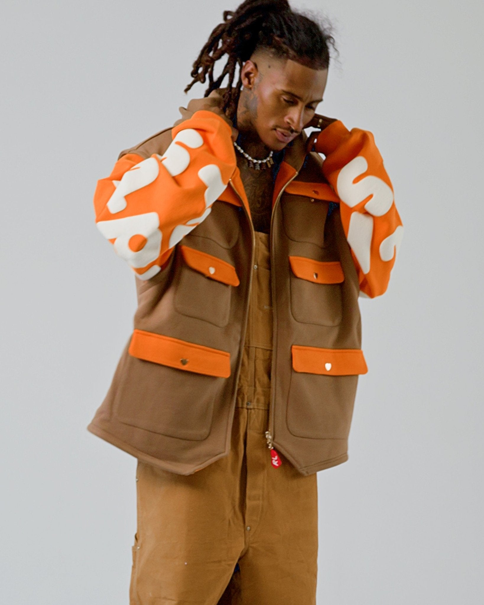 Red Letters Utility Vest Scattered Zip Up - Red Letters