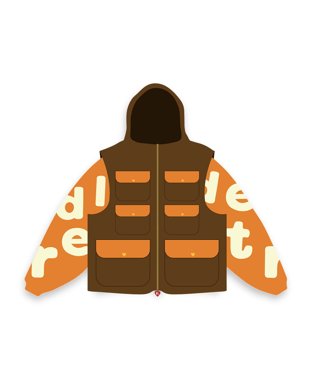 Red Letters Utility Vest Scattered Zip Up - Red Letters