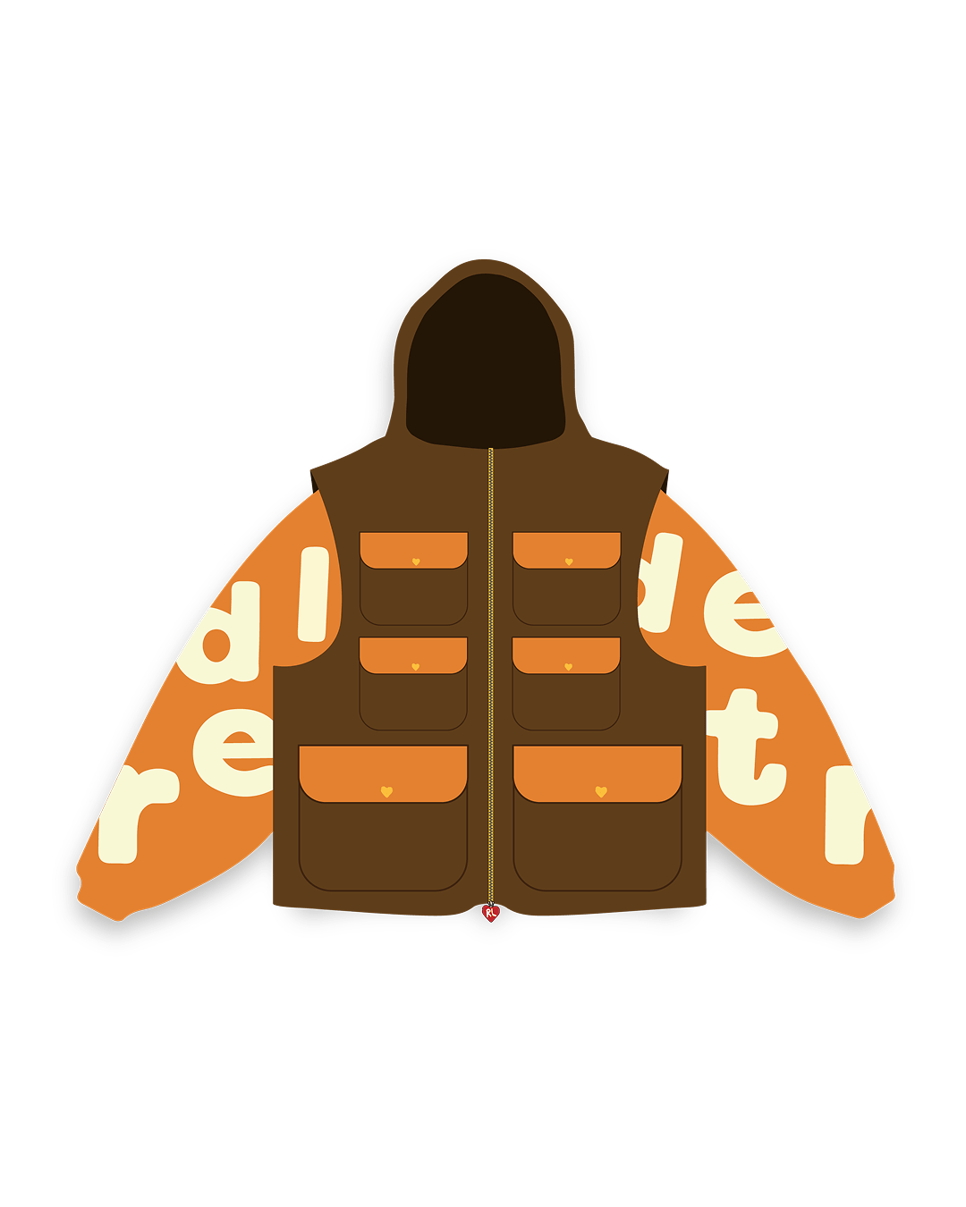 Red Letters Utility Vest Scattered Zip Up - Red Letters