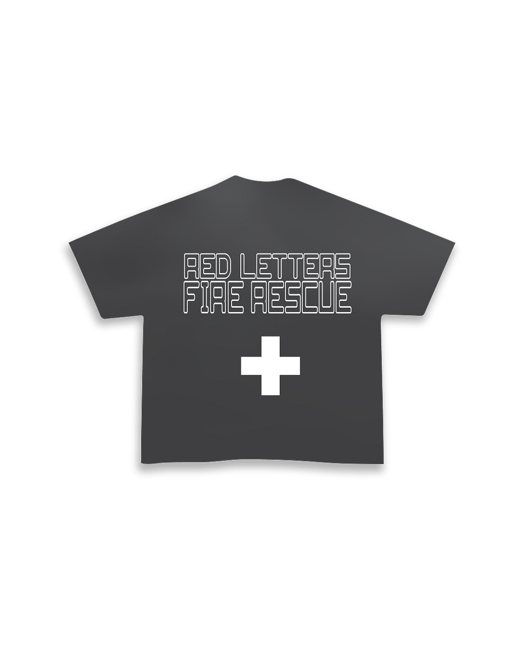 Red Rescue Tee - Washed Black - Red Letters