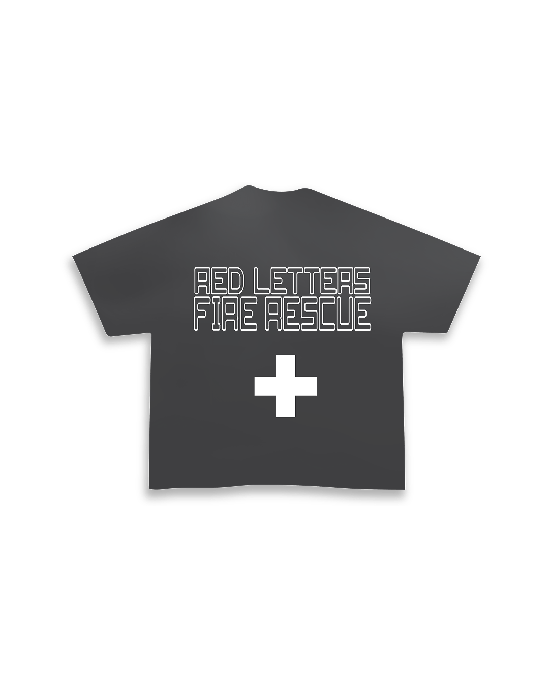 Red Rescue Tee - Washed Black - Red Letters