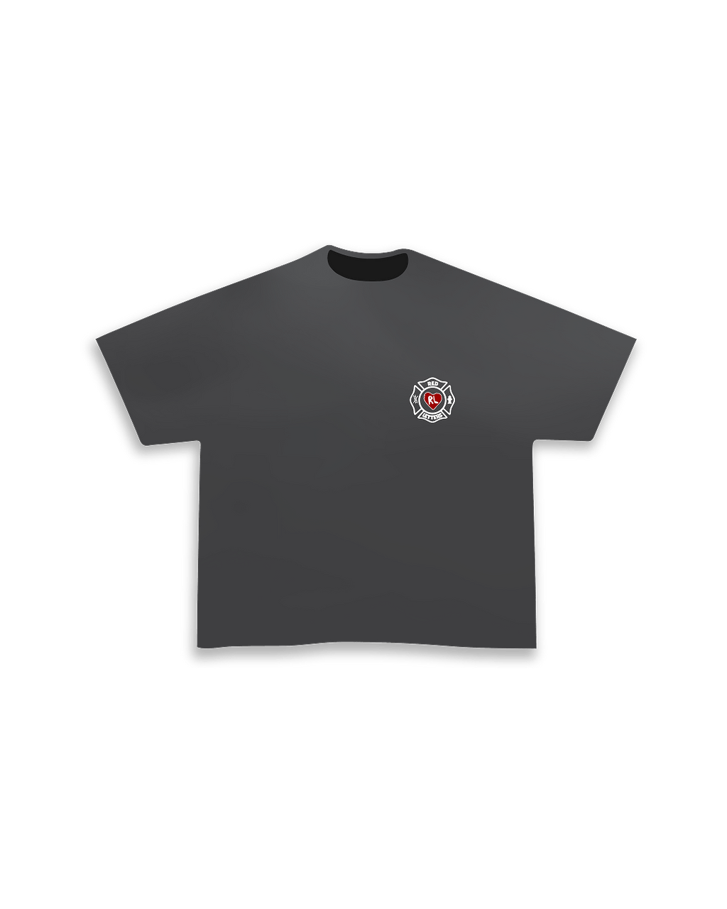Red Rescue Tee - Washed Black - Red Letters