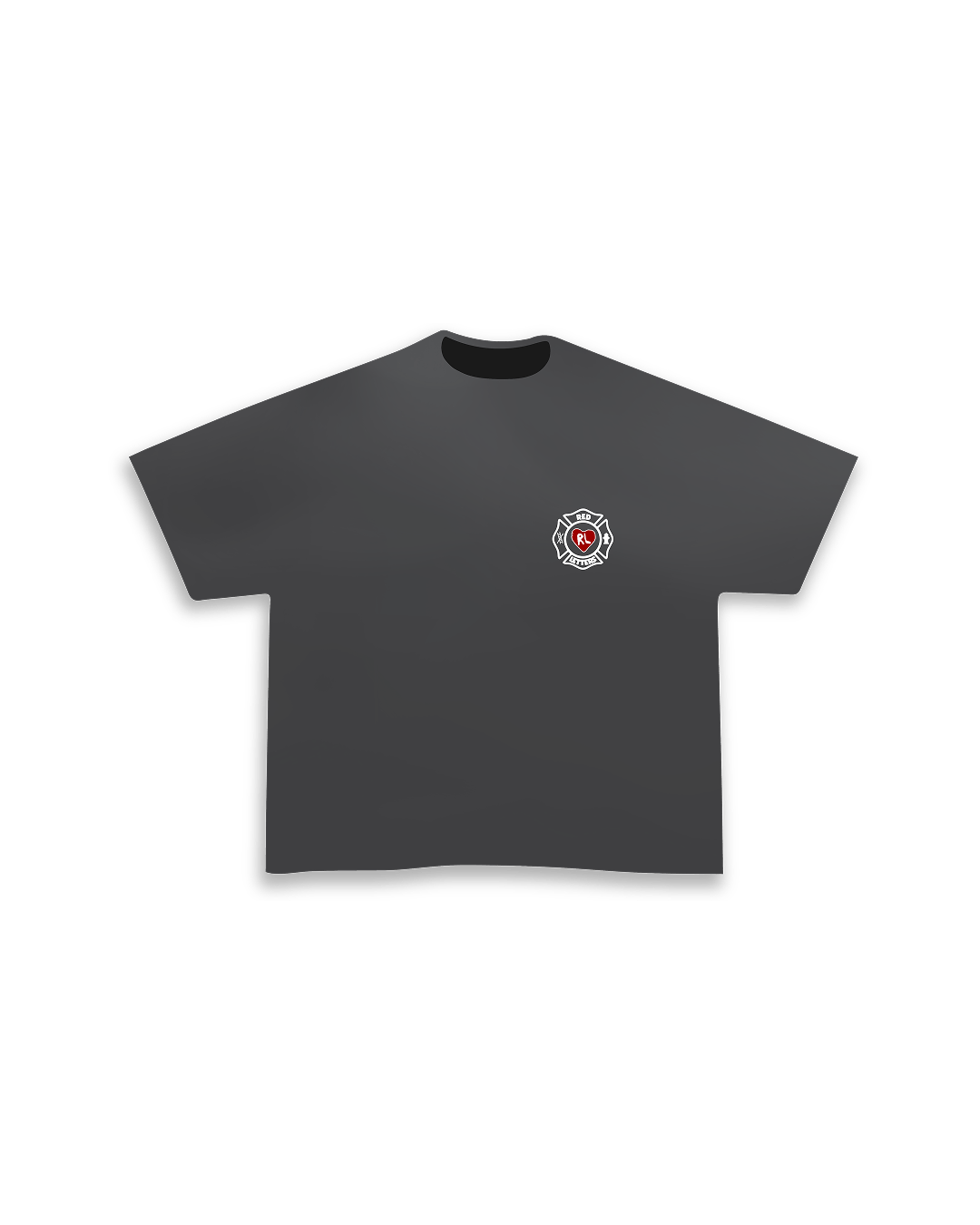 Red Rescue Tee - Washed Black - Red Letters