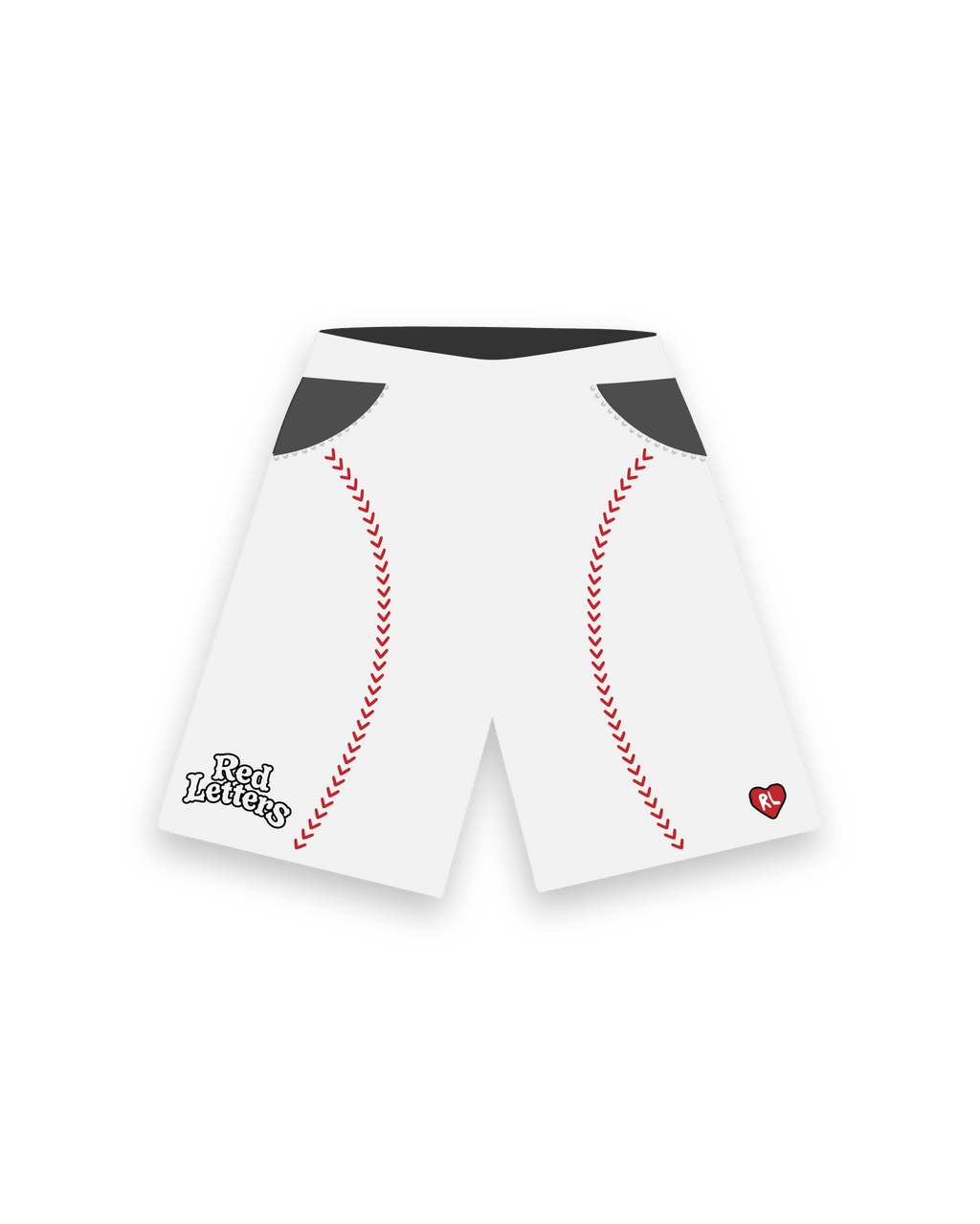 Red Stitches French Terry Shorts - Red Letters