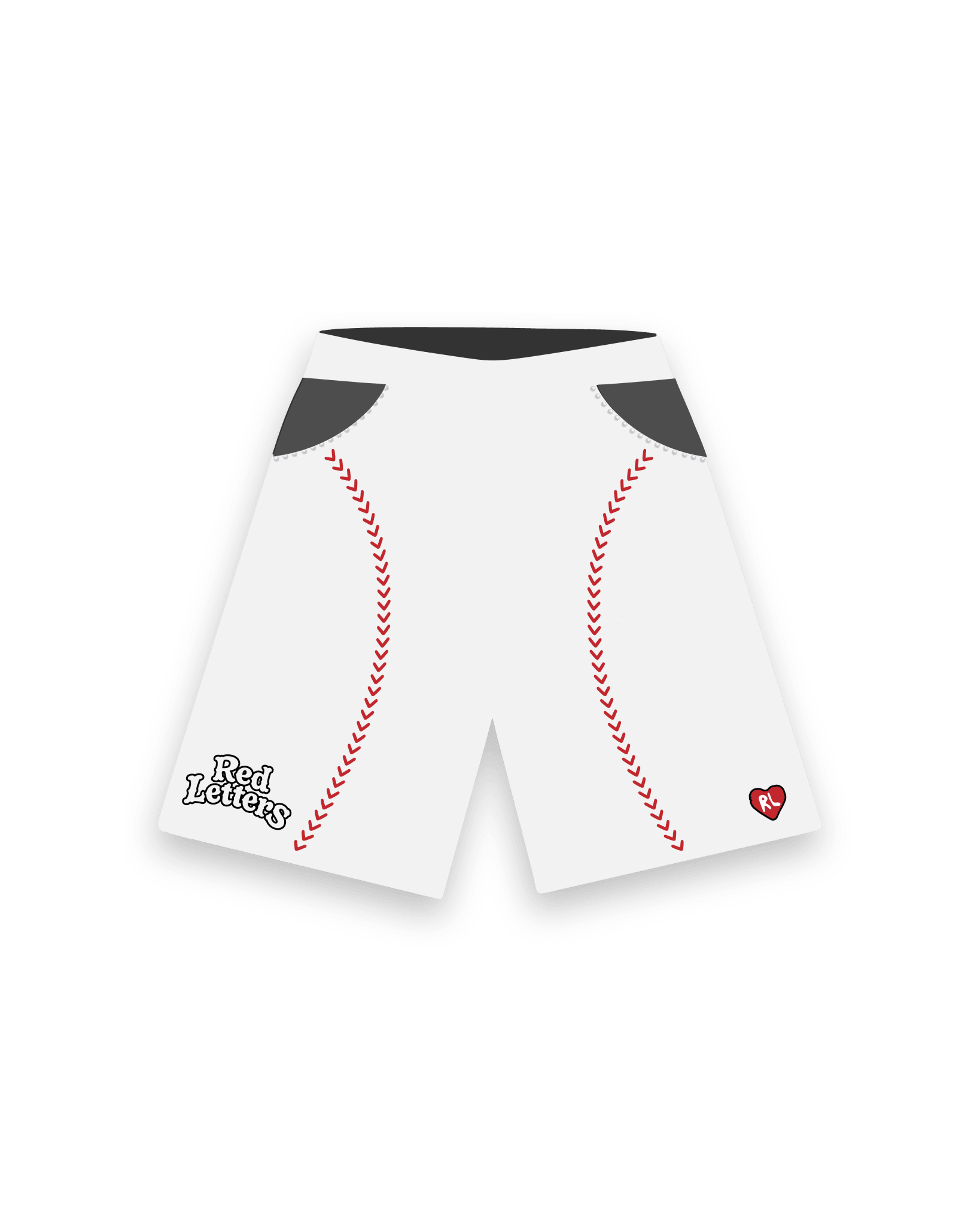 Red Stitches French Terry Shorts - Red Letters