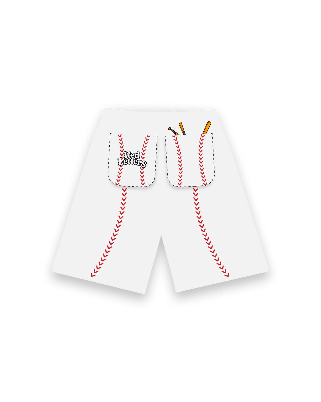 Red Stitches French Terry Shorts - Red Letters