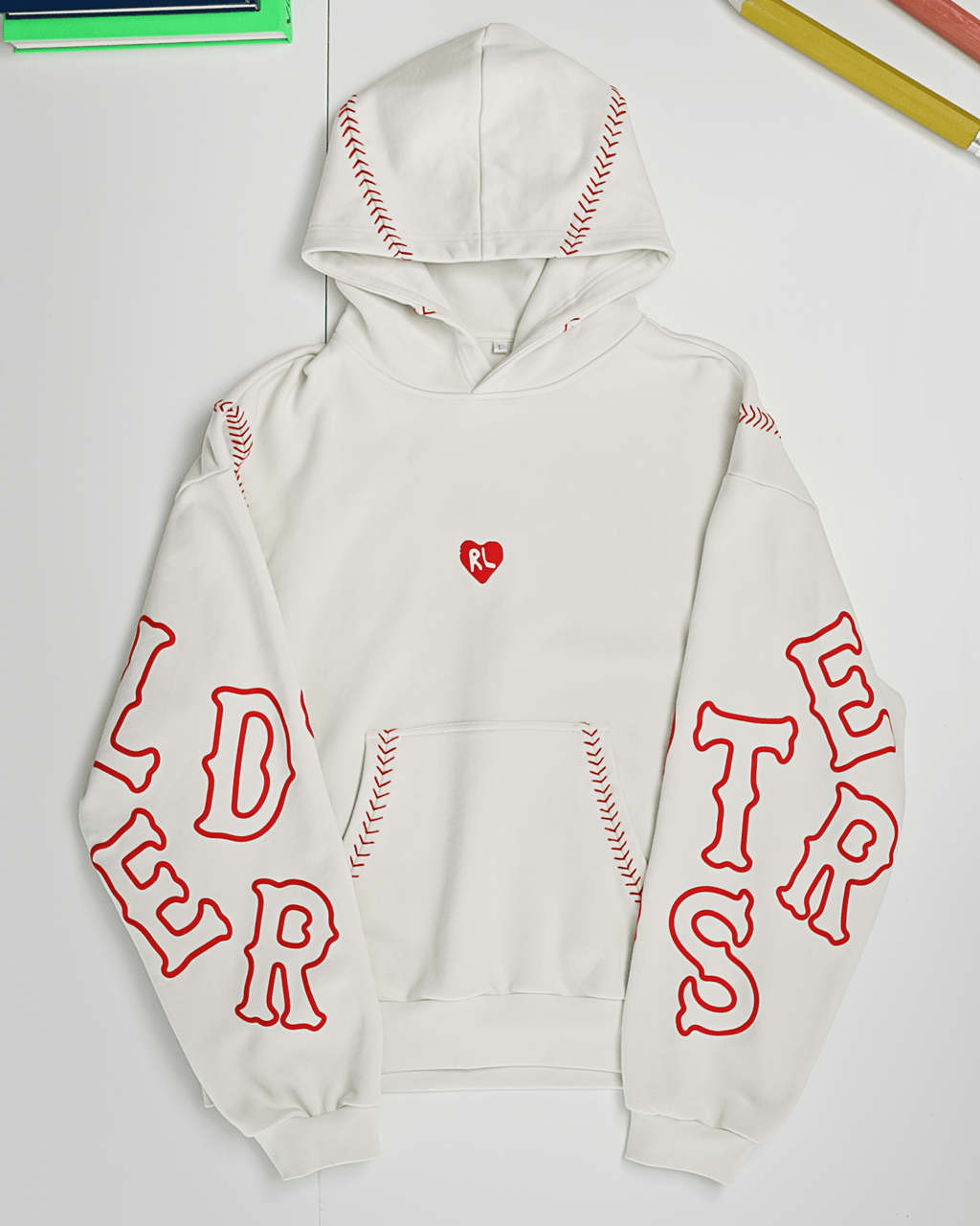 Red Stitches Scattered Hoodie by Red Letters