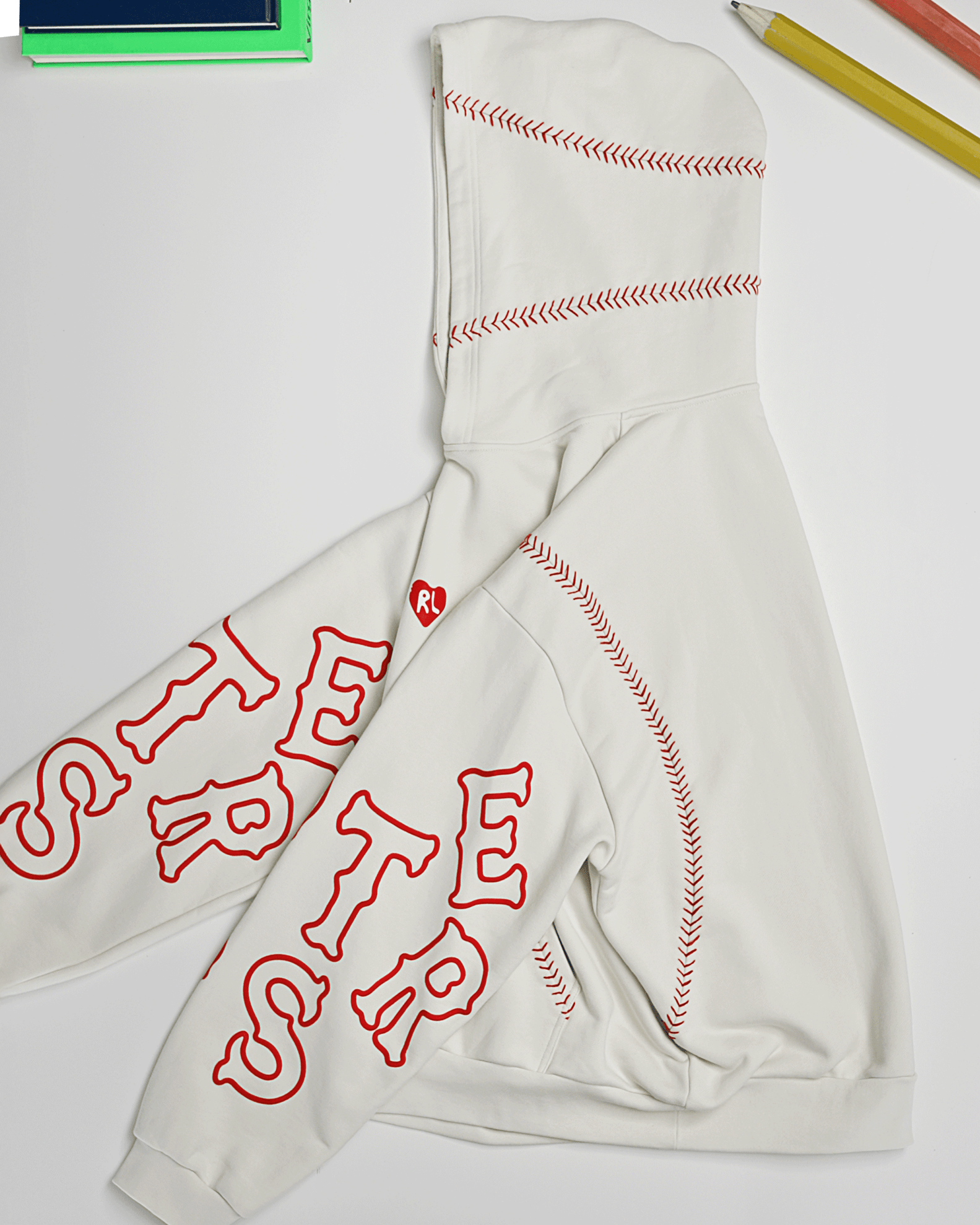 Red Stitches Scattered Hoodie by Red Letters