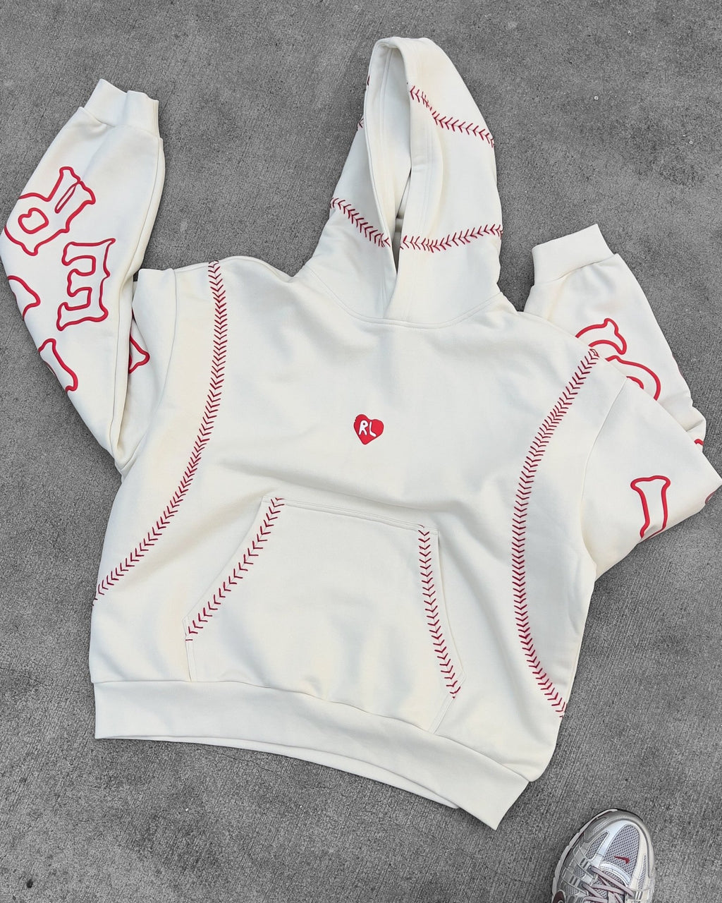 Red Stitches Scattered Hoodie by Red Letters