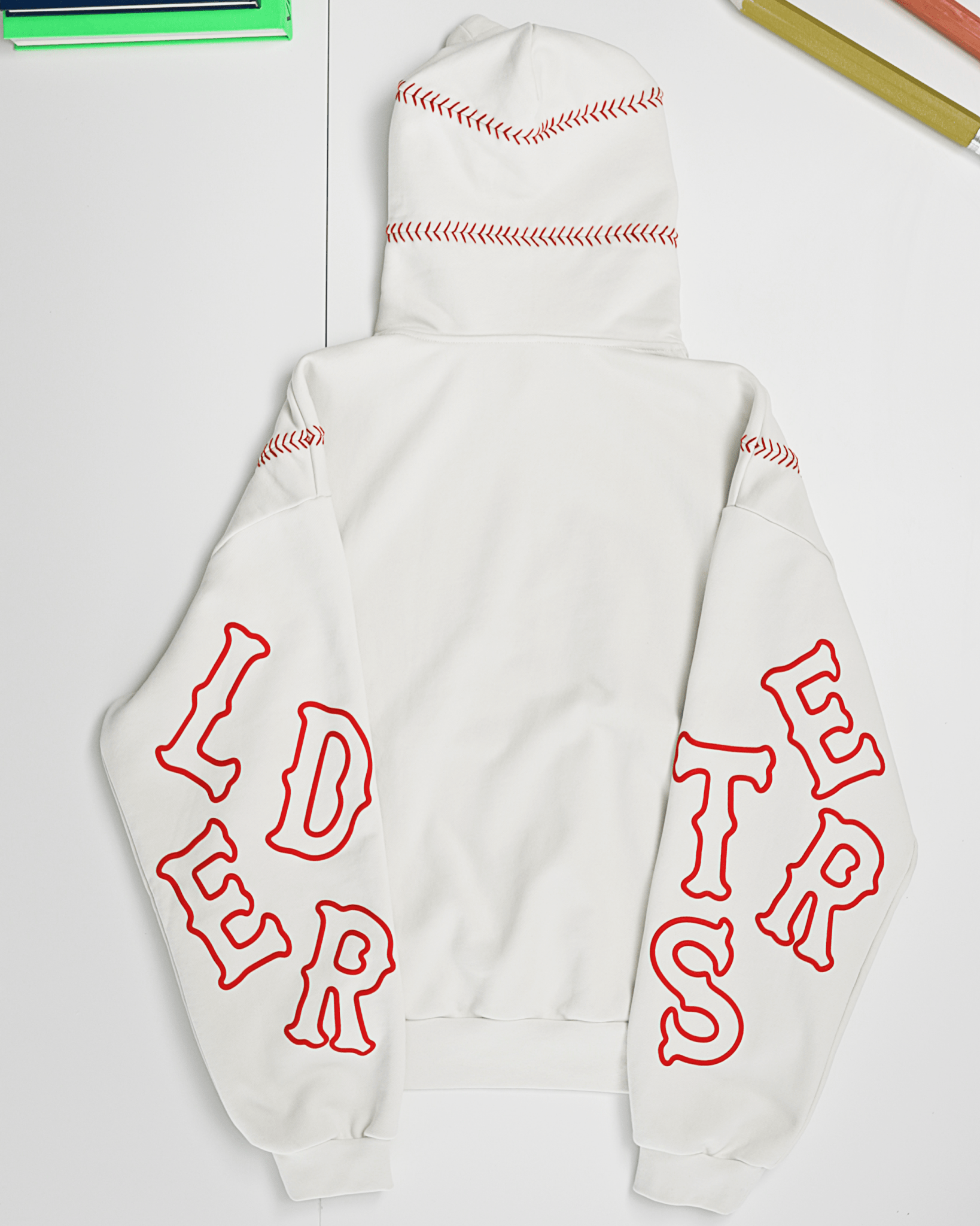 Red Stitches Scattered Hoodie by Red Letters