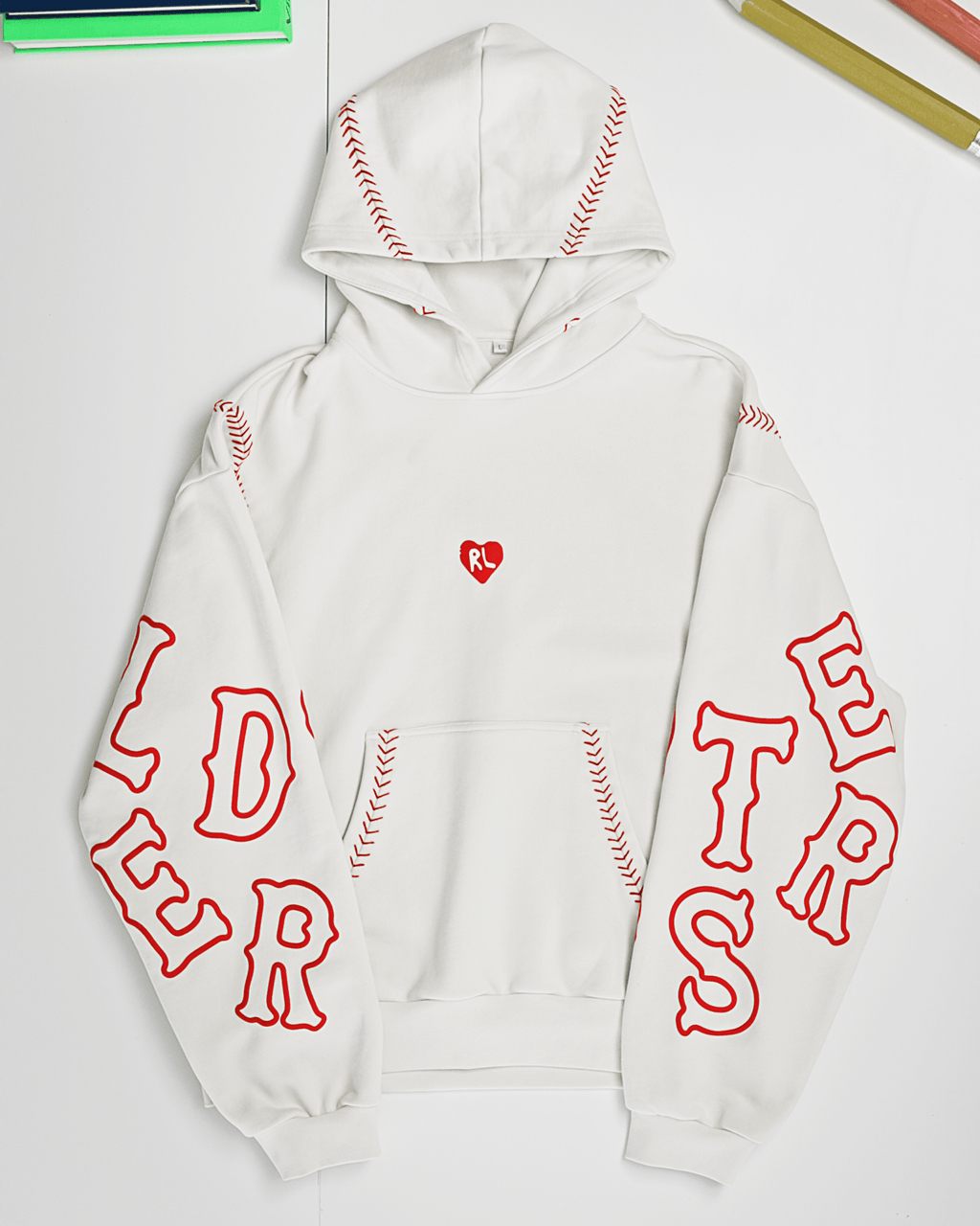 Red Stitches Scattered Hoodie by Red Letters