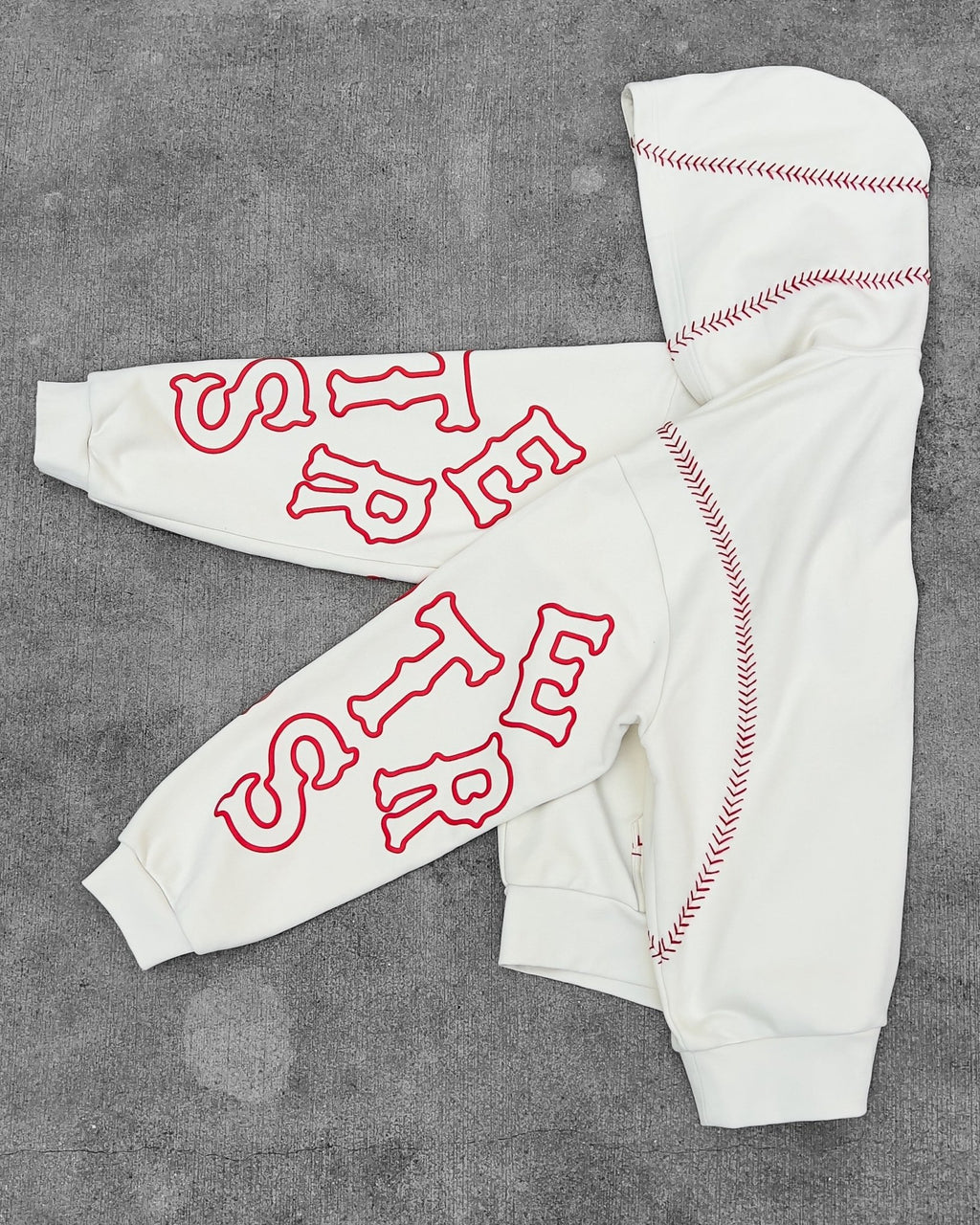 Red Stitches Scattered Hoodie by Red Letters