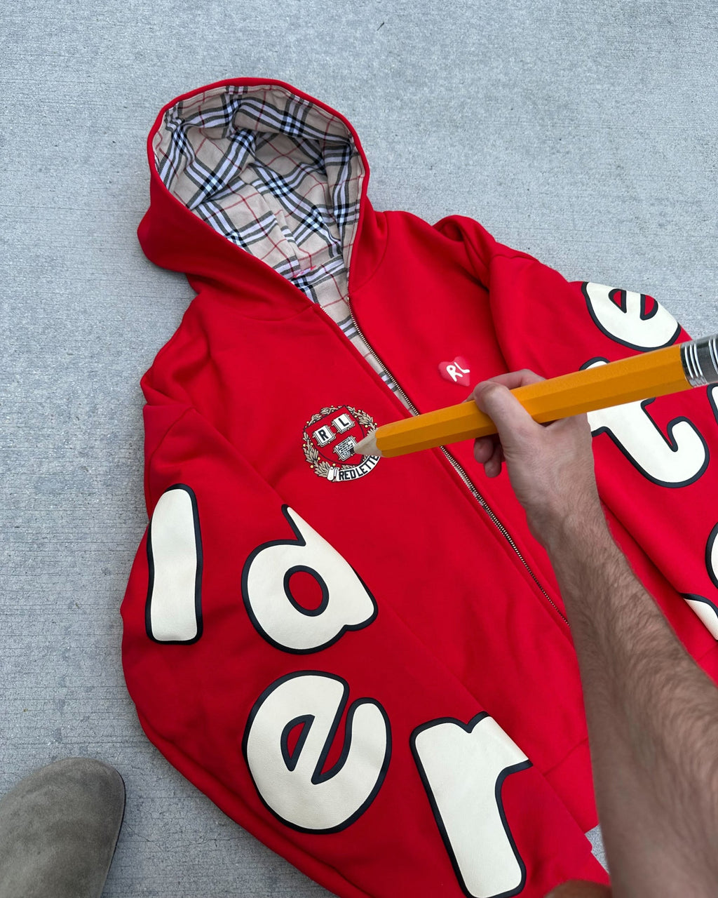 RL Uni Scattered Zip Up - Red - Red Letters