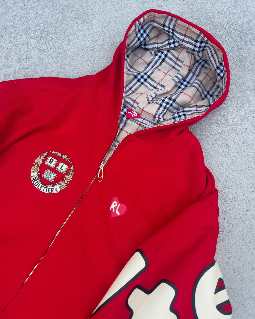 RL Uni Scattered Zip Up - Red - Red Letters