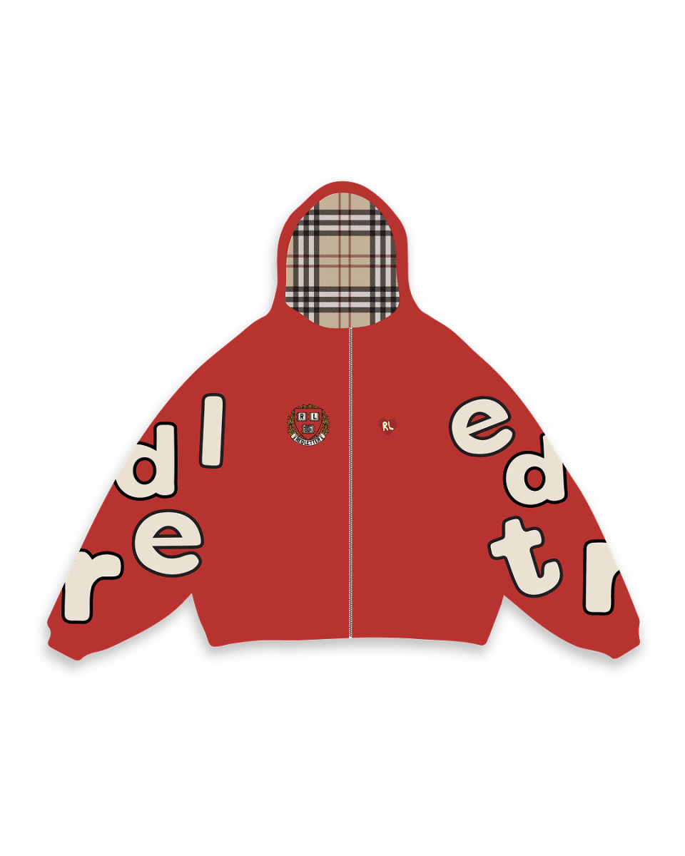 RL Uni Scattered Zip Up - Red - Red Letters