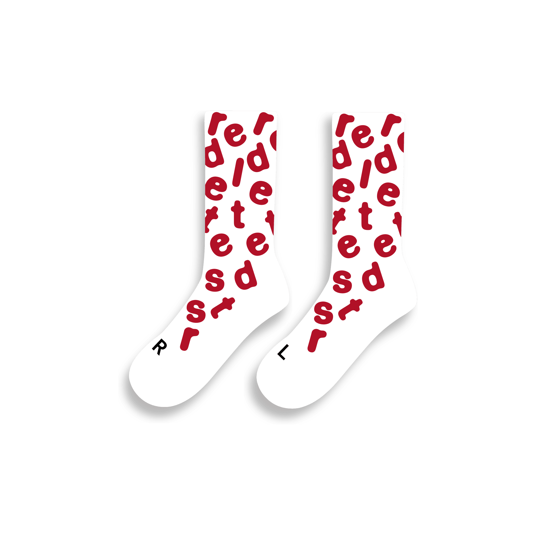 Scattered Socks - Red Letters