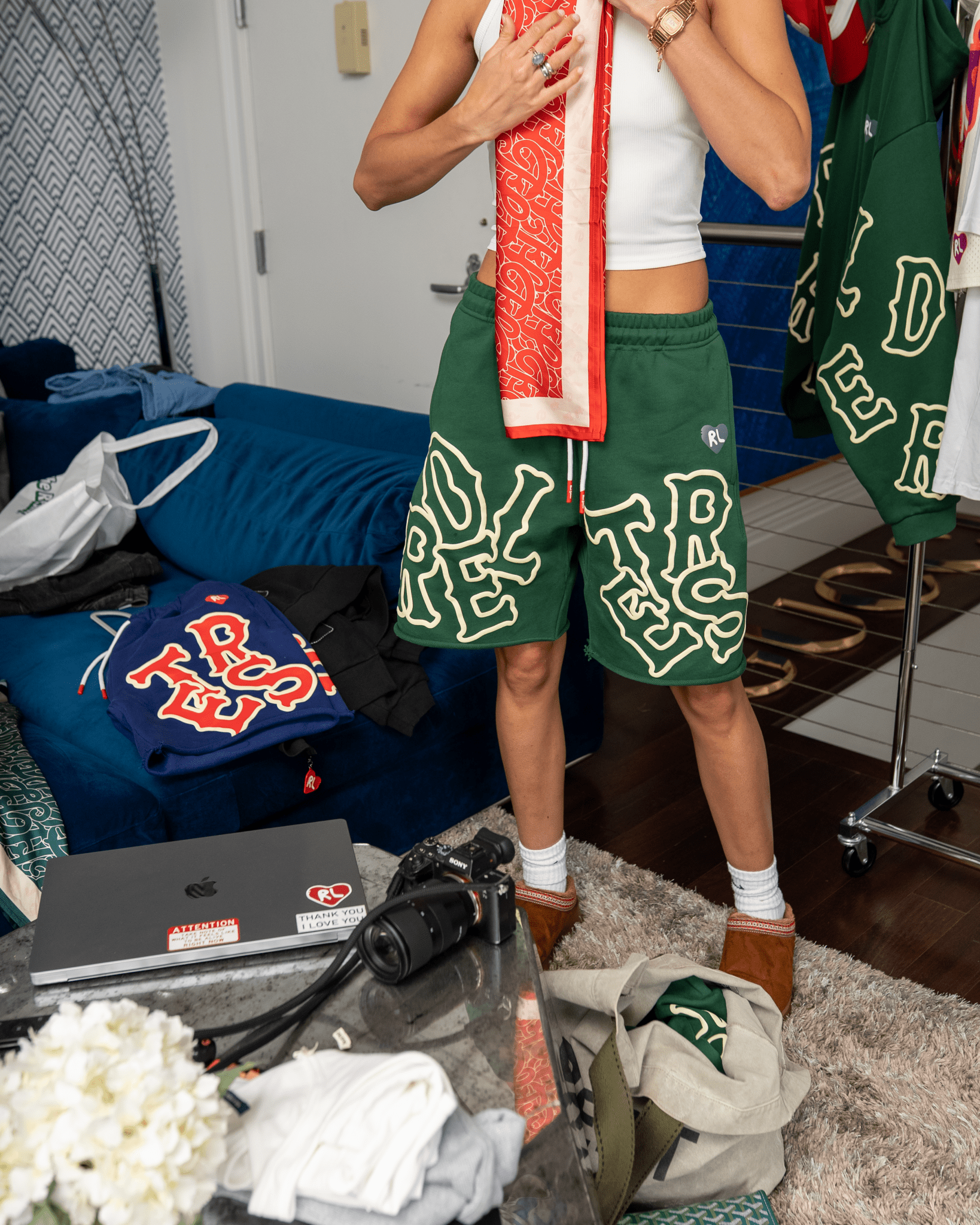 Scattered Sweat Shorts - Green by Red Letters