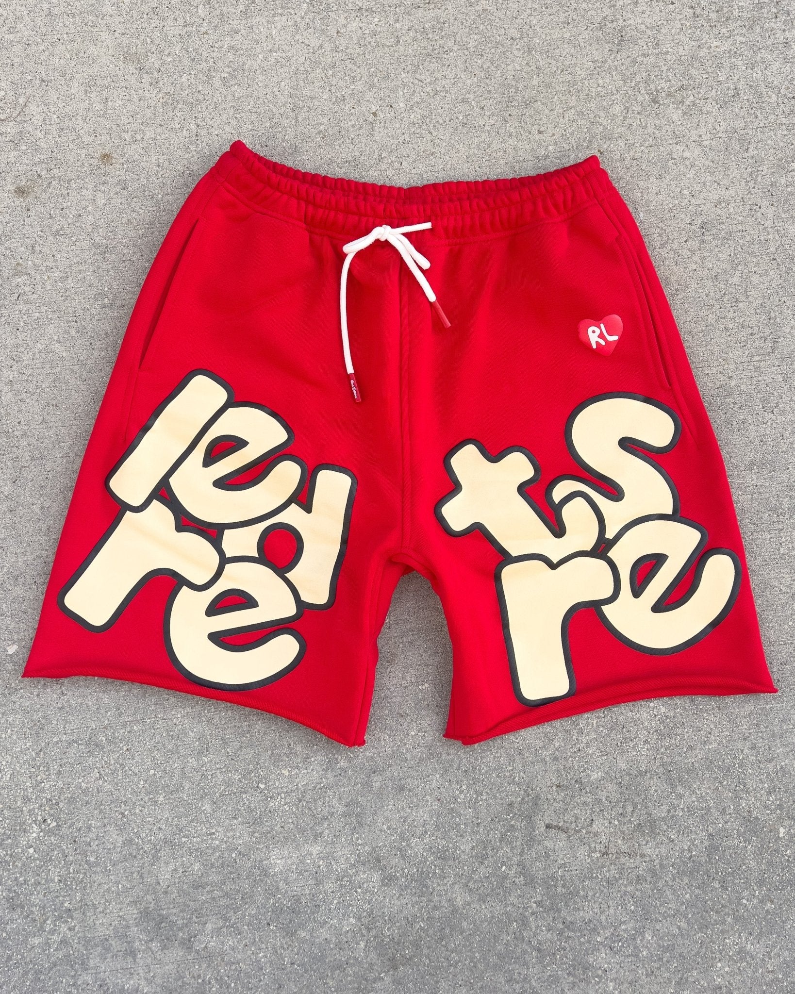 Scattered Sweat Shorts - Red by Red Letters