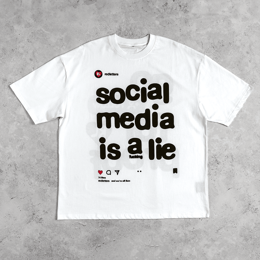 Social Media Is A Lie Tee - Red Letters