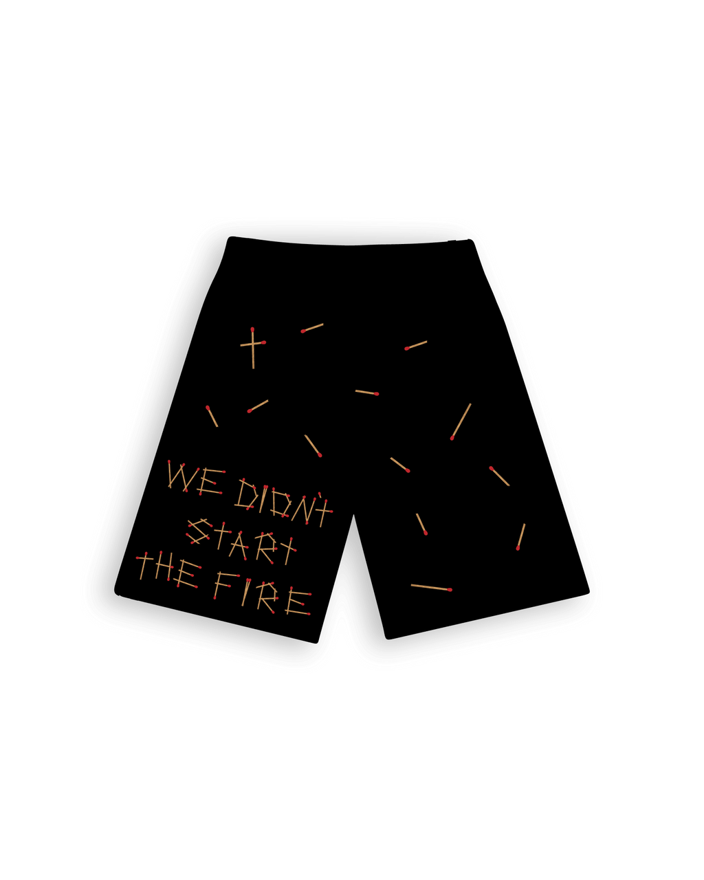 Start the Fire French Terry Shorts - Red Letters