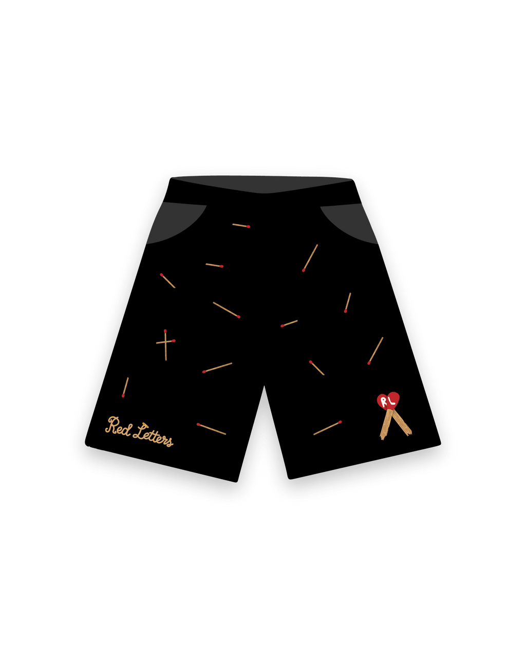 Start the Fire French Terry Shorts - Red Letters