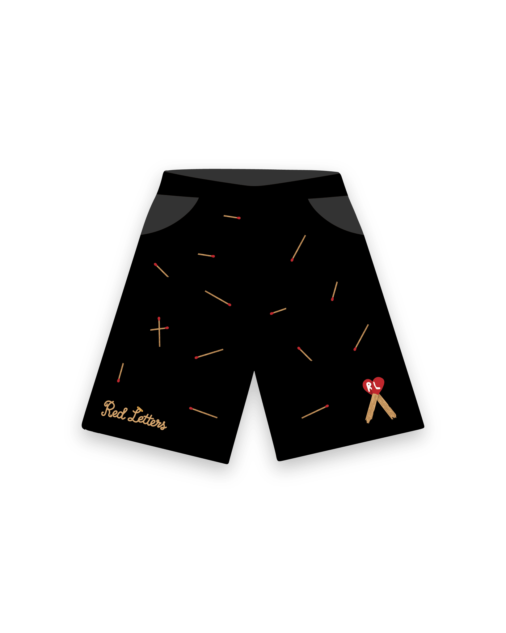 Start the Fire French Terry Shorts - Red Letters