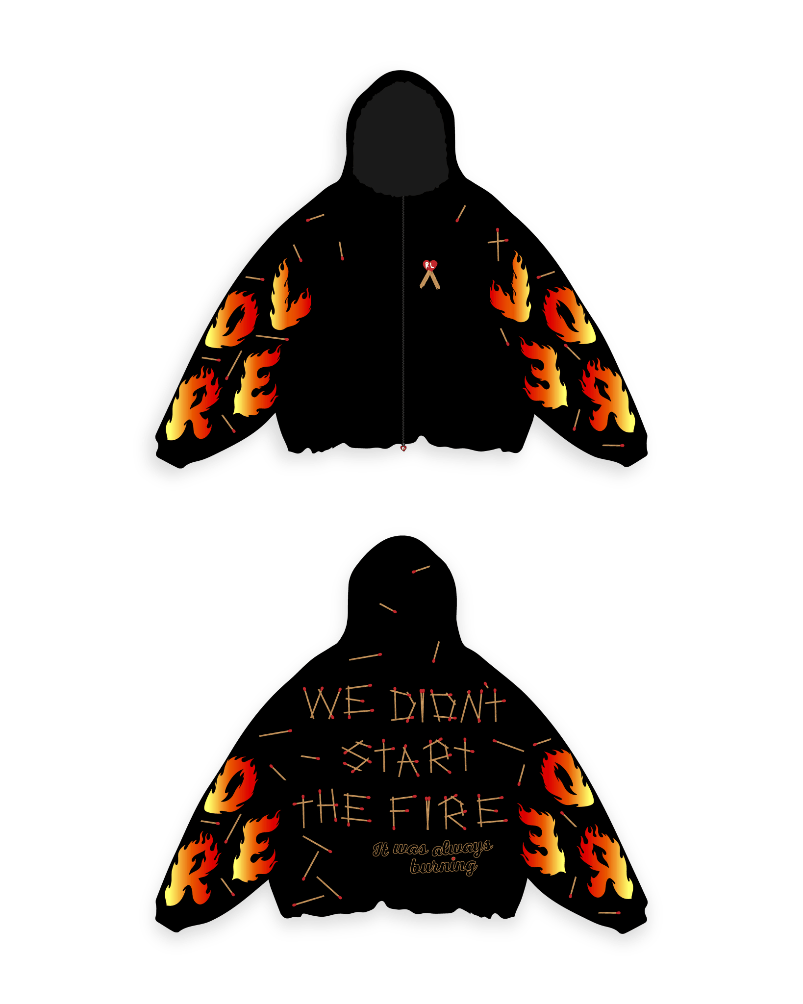 Start the Fire Scattered Zip Up by Red Letters