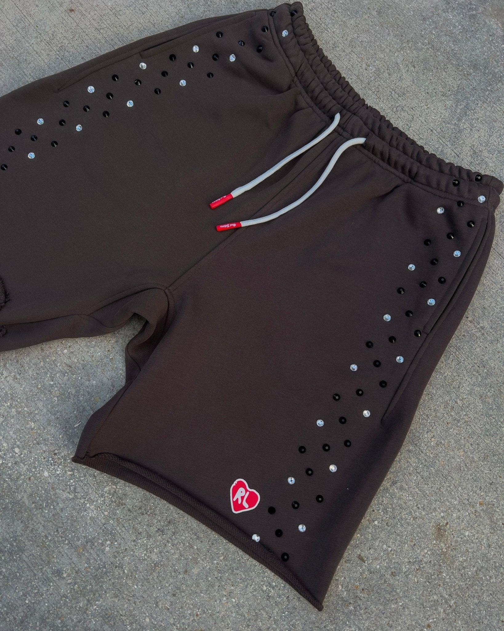 Stoned Sweat Shorts - Charcoal - Red Letters