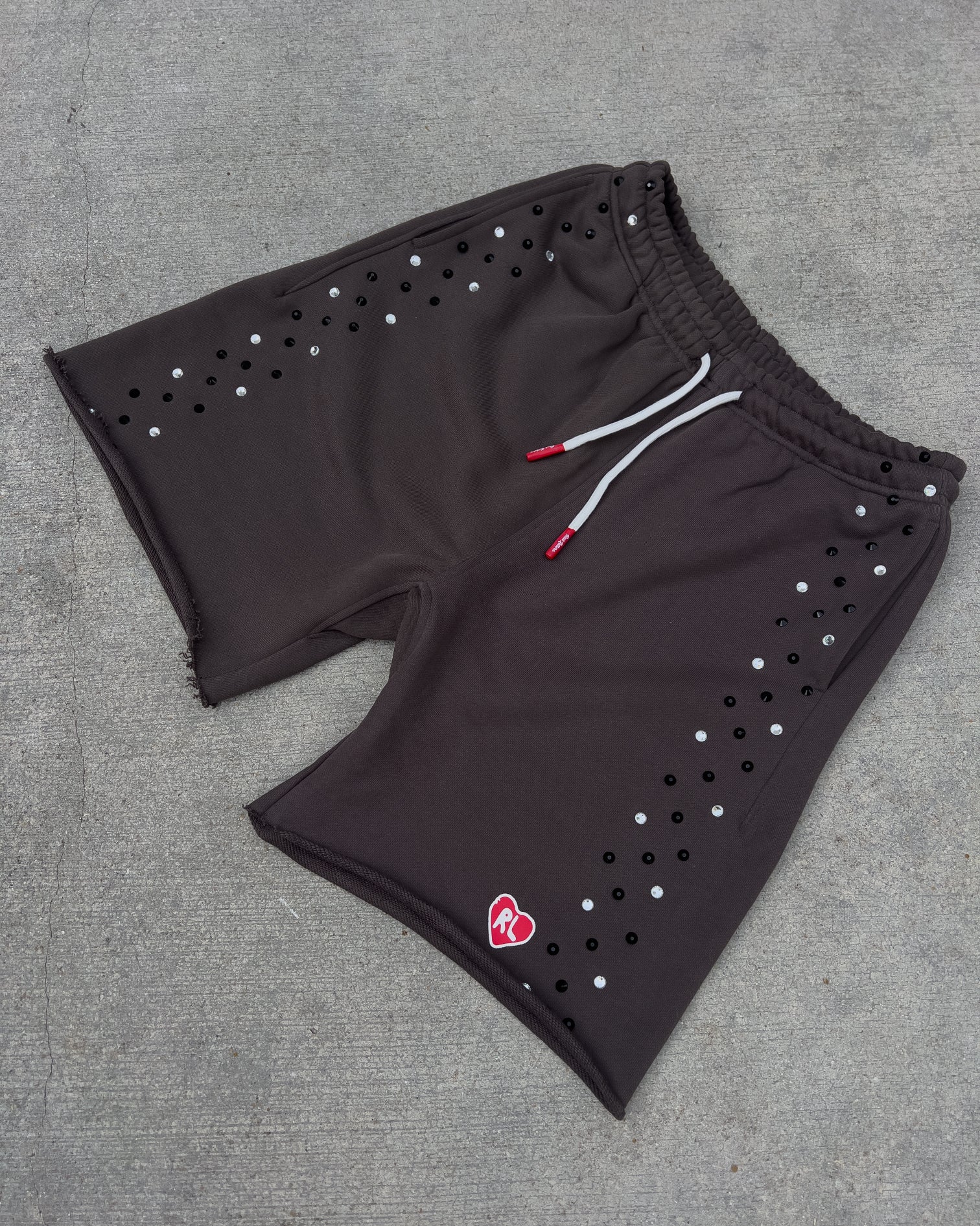 Stoned Sweat Shorts - Charcoal - Red Letters