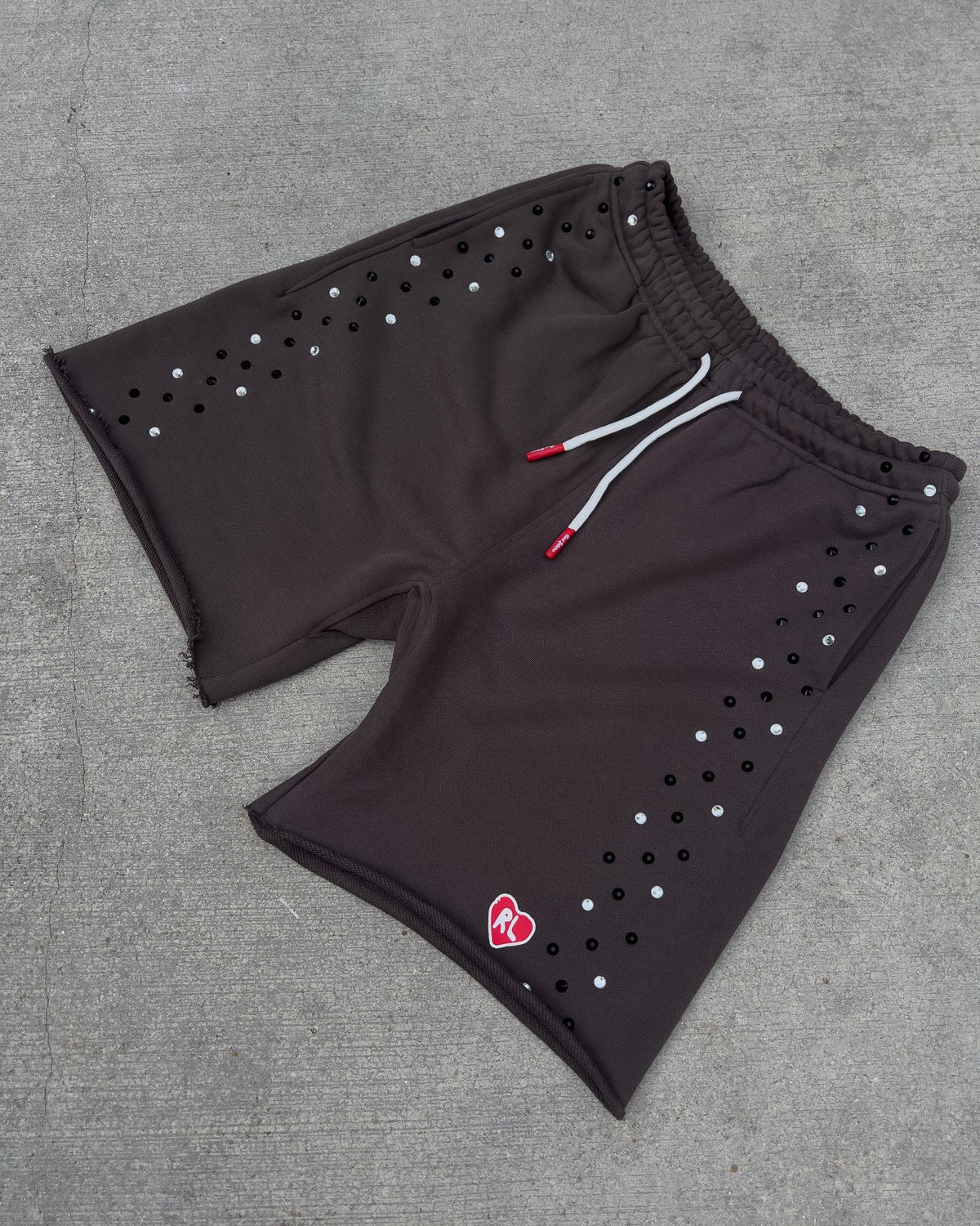 Stoned Sweat Shorts - Charcoal - Red Letters